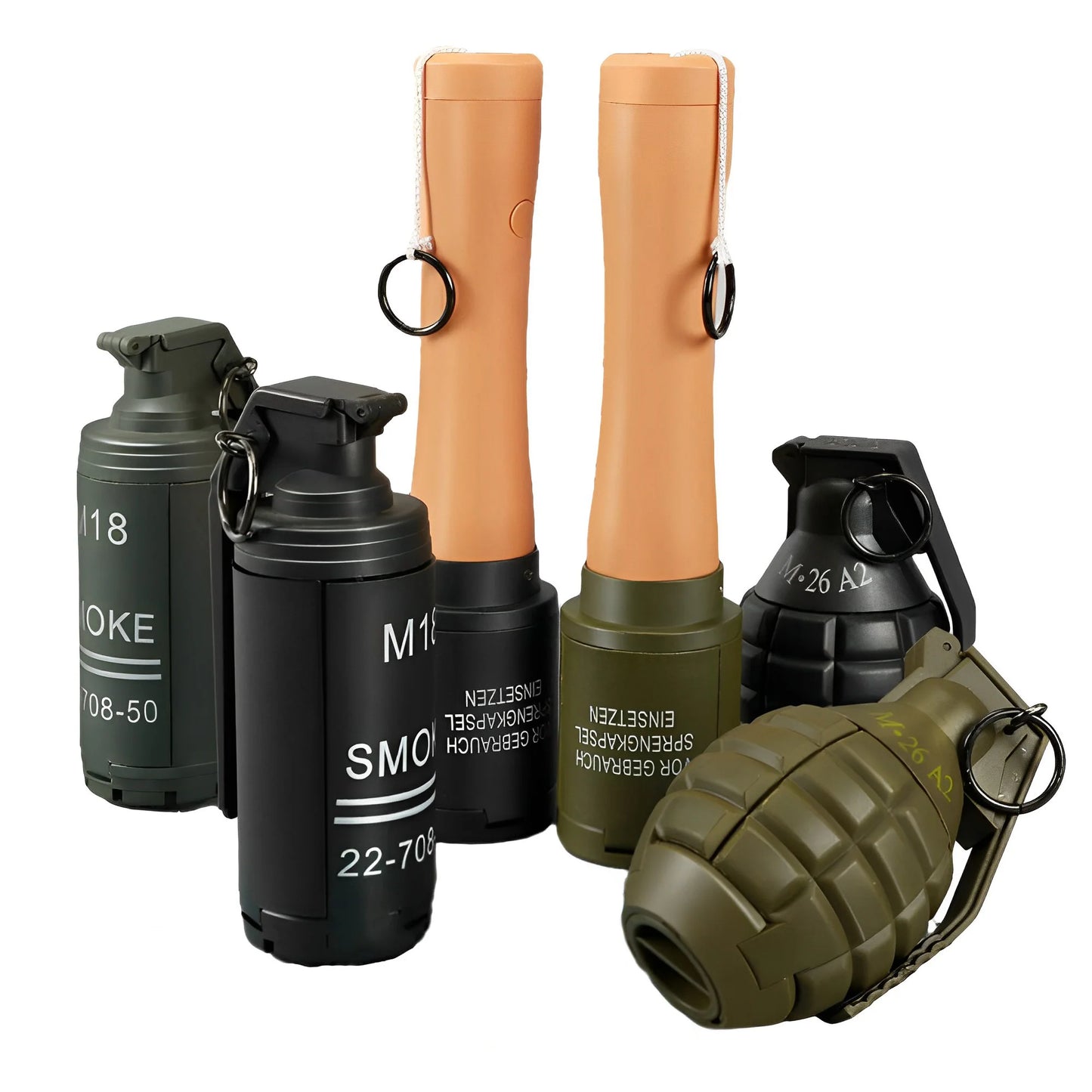 2 Pcs Tactical Grenade Model Toy, M67 Burst Grenade, Military Smoke Grenade Model, for Airsoft Paintball Hunting CS War Game