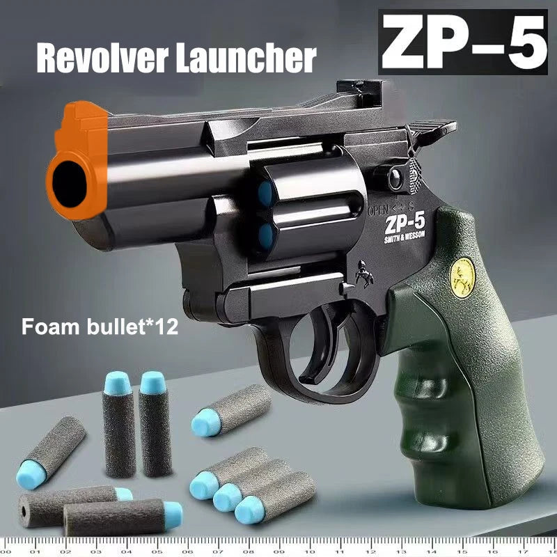 Manual ZP5 Revolver Launcher Pistol Soft Dart Bullet Toy Gun CS Outdoor Game Weapon for Kids Adult Gift