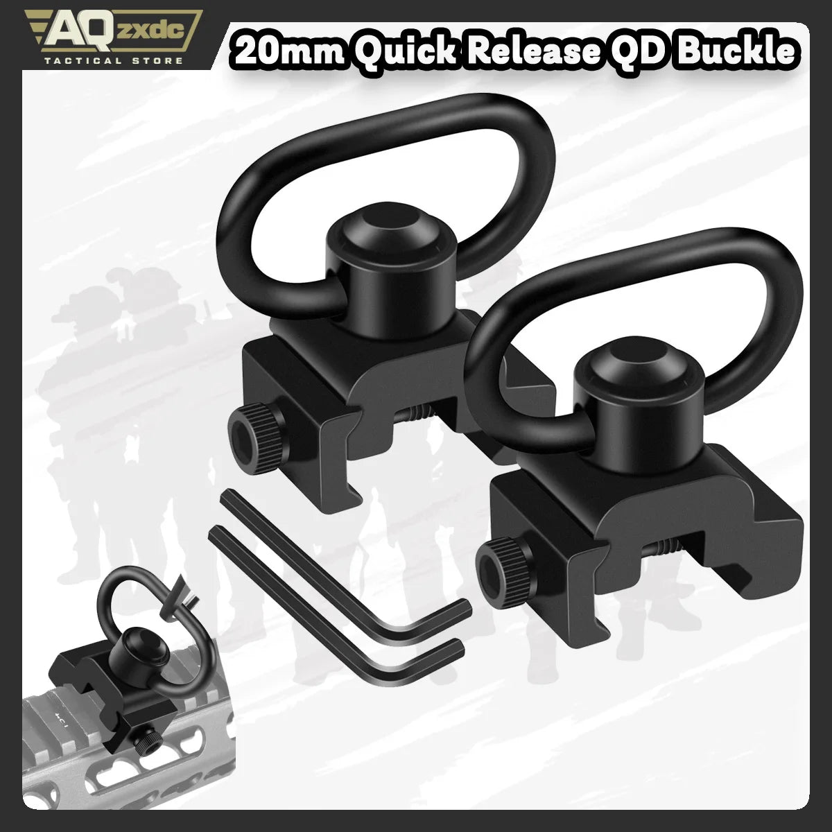 AQzxdc 360° Rotation Picatinny Sling Swivel Mounts, 2 Point and Sling Rail Mount with 1.25" Push Button QD Sling Swivels