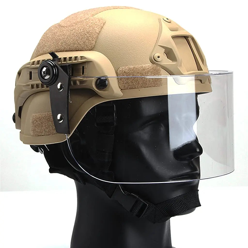 MICH 2000 Tactical Helmet Set, with Balaclava & Visor, Military Adjustable PC Protective Lens, for Airsoft Paintball BB Shooting