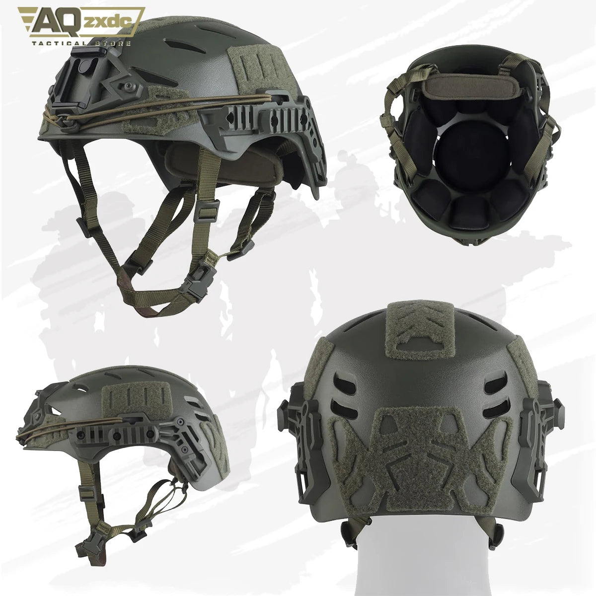 Airsoft Helmet Set with Rail 3.0 Adjustable Chin Strap/Protective Ear Side Cover/Night Vision Mount and Helmet Battery Pouch