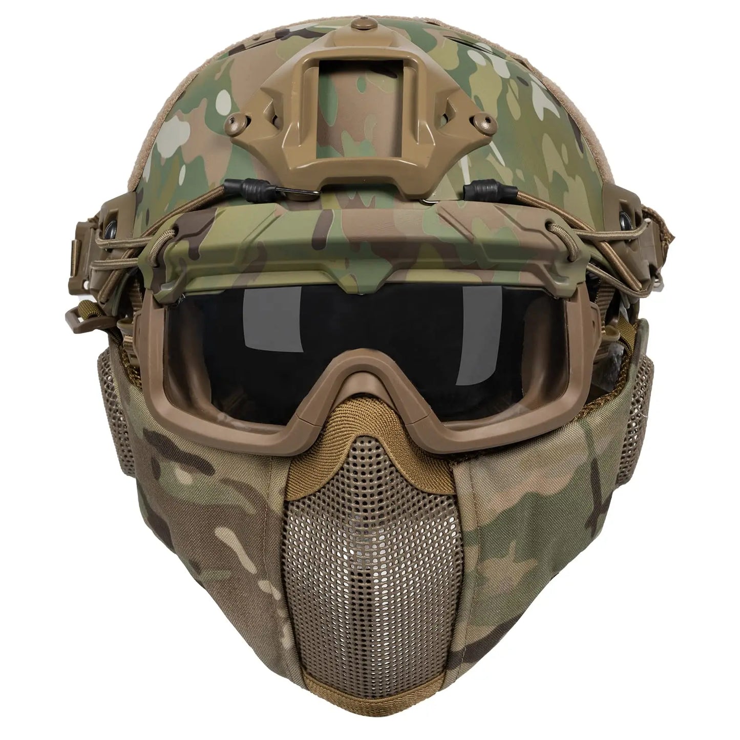 Airsoft Fast Helmet - Full Face Protective Tactical Helmet With Foldable Ear Protection Mask And Goggles for Airsoft Paintball