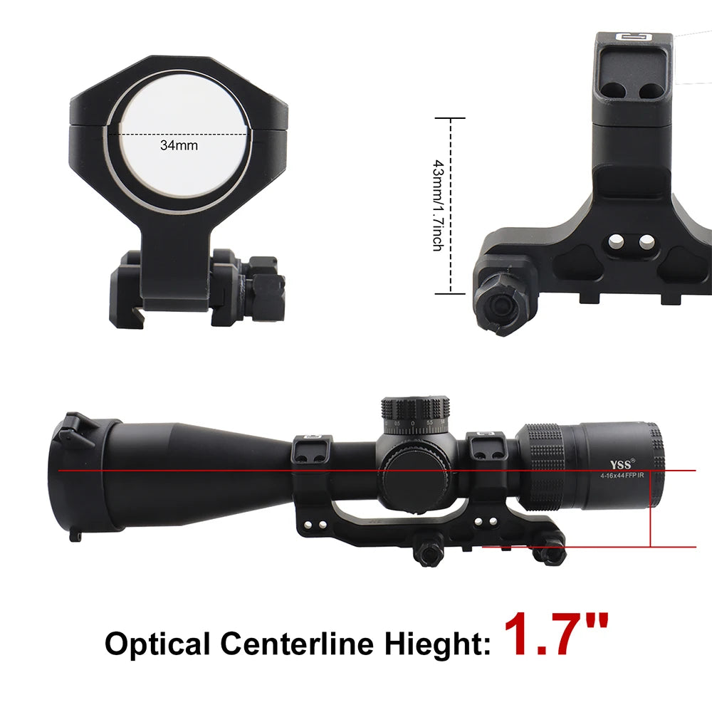 PPT Mounts Airsoft Metal 1.7" Height Cantilever 34MM 30MM Scope Mount Fits 21.2MM Picatinny Rail Rifle Scope Base gs24-0268