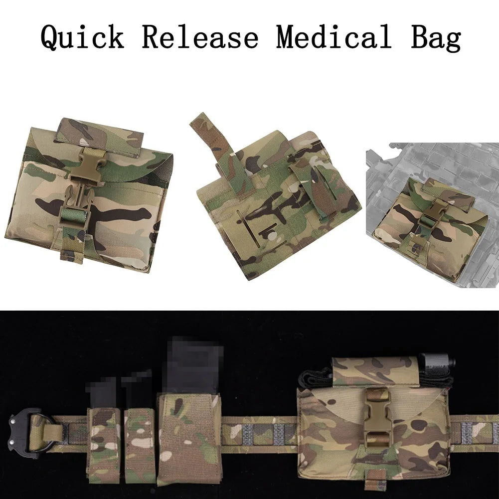 Tactical Battle Belt with 9/5.56mm Mag Pouch, P320 Holster, Ifak Medical Pouch Tactical Utility Duty Molle Belt Airsoft Belt Set