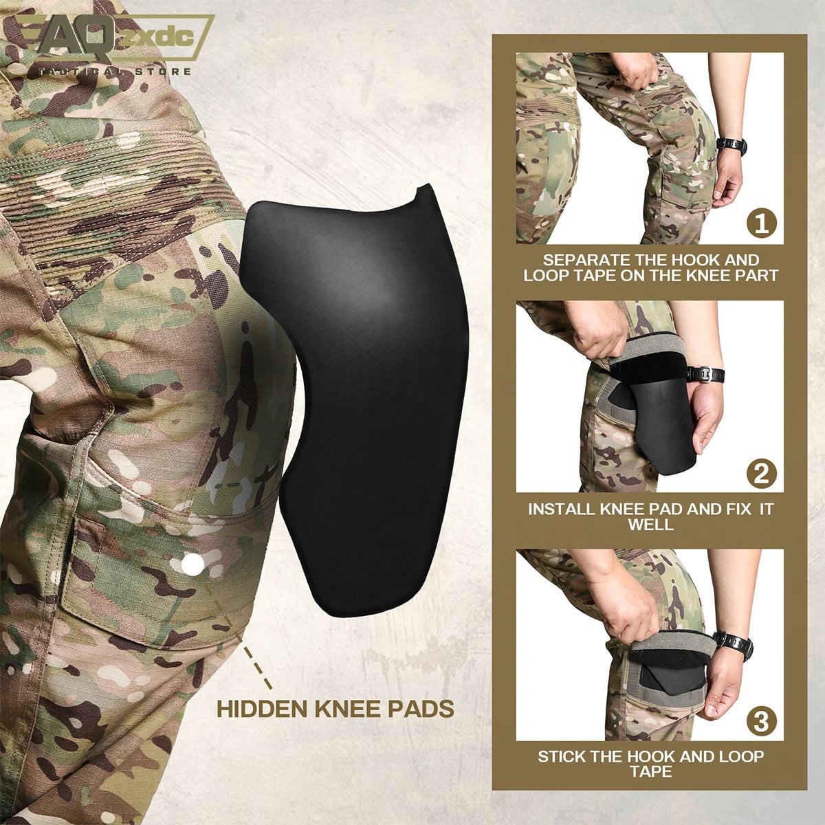 AQzxdc PTG Tactical Clothing G3 Knee Pads Pants Men's Camo Combat Paintball Removable Knee Pads Outdoor Activities Pant