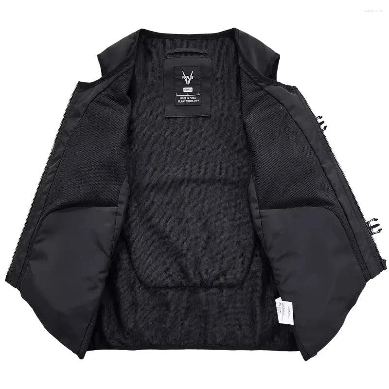 AQzxdc Tactical Function Sleeveless Cargo Jackets Y2K Mens Clothing High Street Multi-pocket Techwear Vest Chaleco Chaquetas