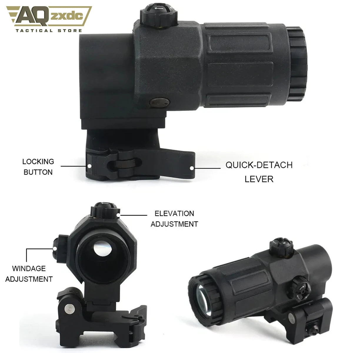 Hunting G33 Holographic Sight 3X Magnifier, w/Switch to Side Quick Detachable QD Mount for 558 Reflex Sight