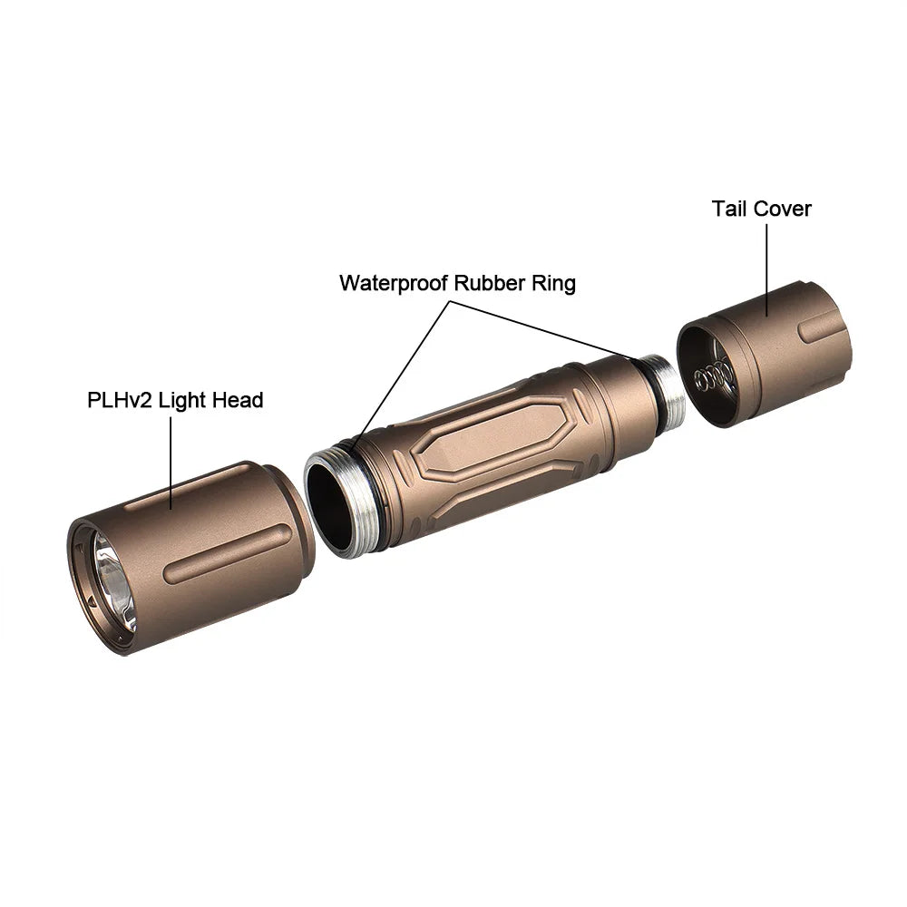 Hunting flashlight handheld head mounted flashlight luminous tube strong light LED flashlight 135mm Tan Flashlight gs15-0161