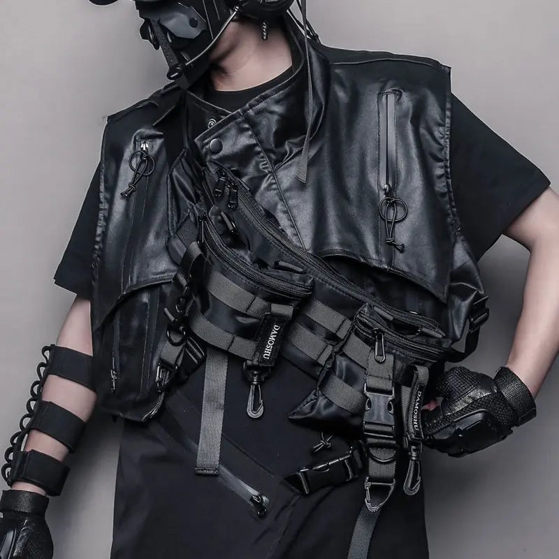 AQzxdc Tactical Techwear Hip Hop Detachable Combined Waist Bag, Multifunctional Crossbody Chest Bag Street Casual Fanny Pack