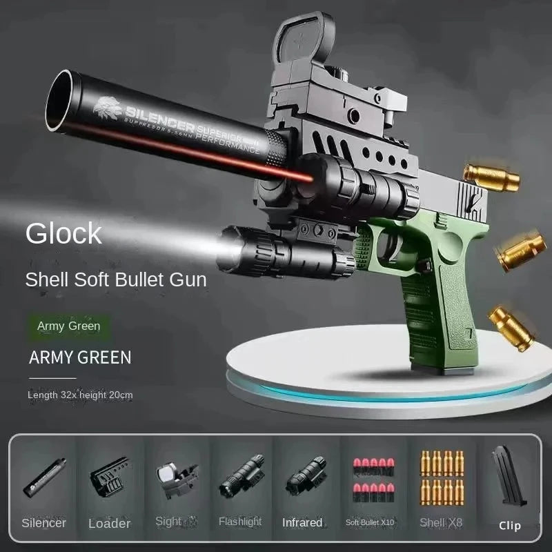 Black Toy Gun M1911 Shell Ejecting Pistol G17 Airsoft Empty Hanging Soft Bullet CS Weapon for Boys Gift