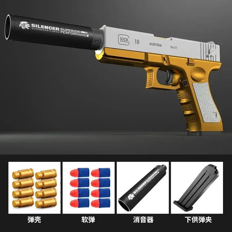 G17 Soft Bullet Toy Gun Shell Ejection Foam Darts Pistol Desert Eagle Airsoft Gun With Silencer For Kid Adult