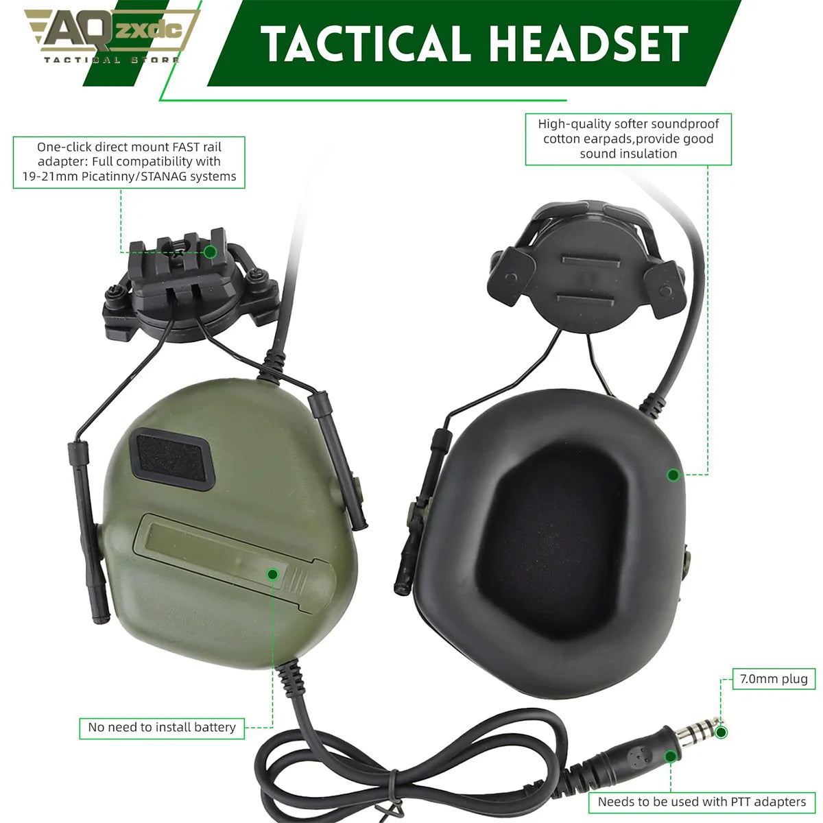 AQzxdc Tactical Helmet with Headset,4in1 Upgraded Adjustable with Helmet Cover for Airsoft Cosplay Military Gear War game