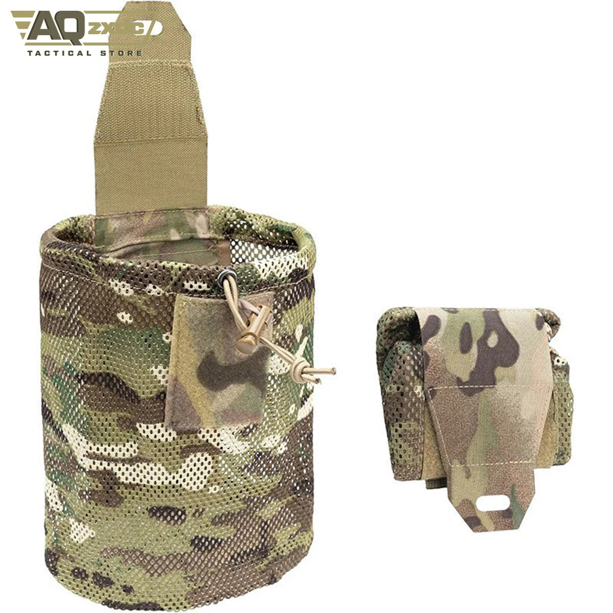 AQzxdc Tactical folding sundries storage waist bag MOLLE tactical mesh water bottle bag mesh recycling bag