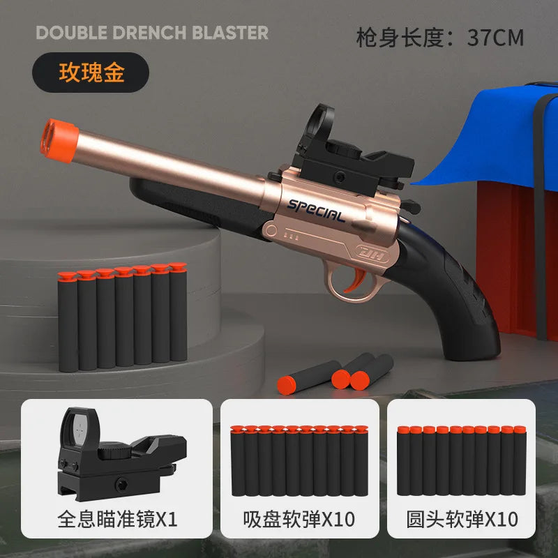 S686 Double Barreled Rifle Long Toy Gun Airsoft Launcher Dual Soft Bullets Outdoor Sports Game Shot Gun Weapon for Kids Gift