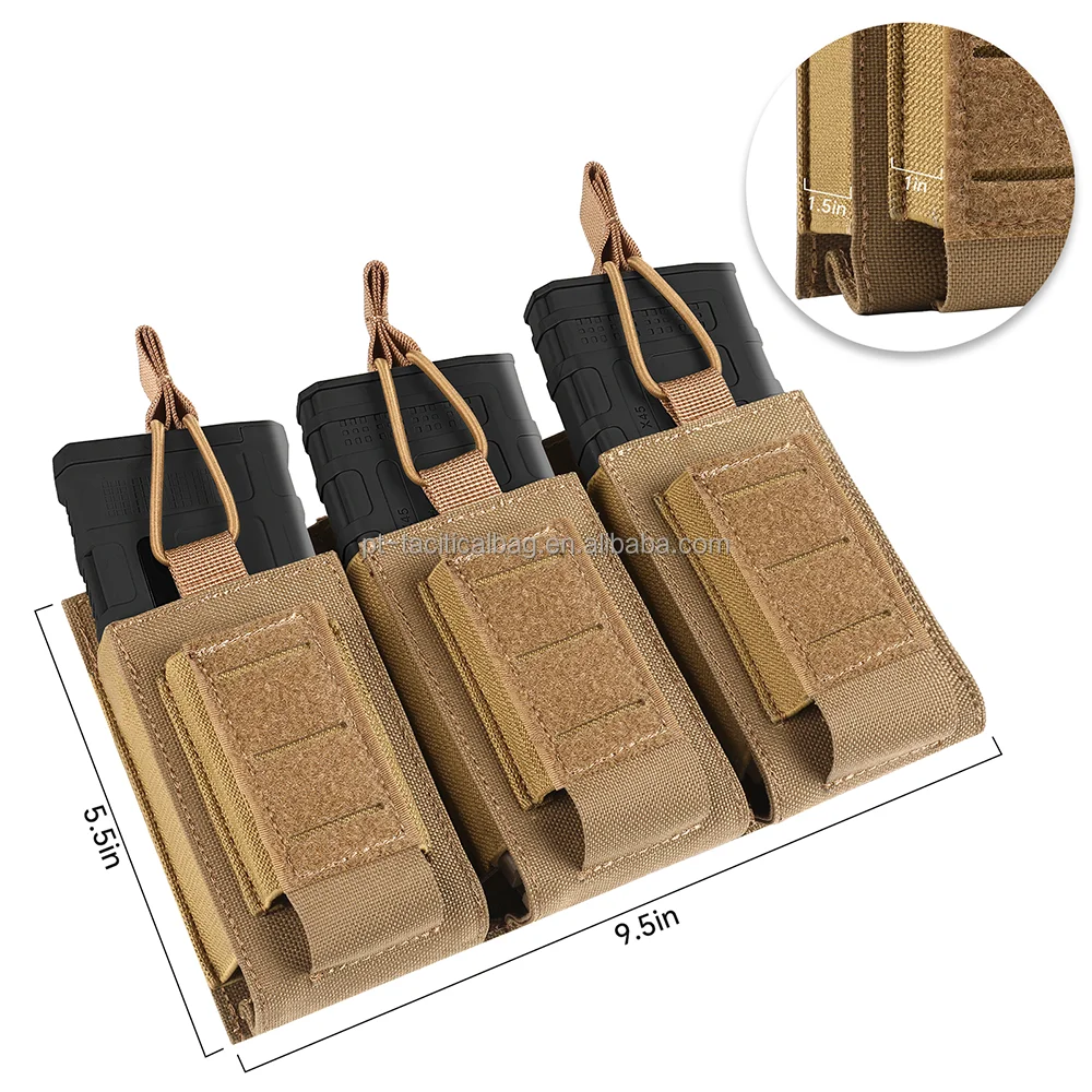 AQzxdc Tactical Triple Magazine Pouch Laser Cutting Hunting Bag Nylon Molle Mag for 5.56mm 9mm for Airsoft Paintball War Game