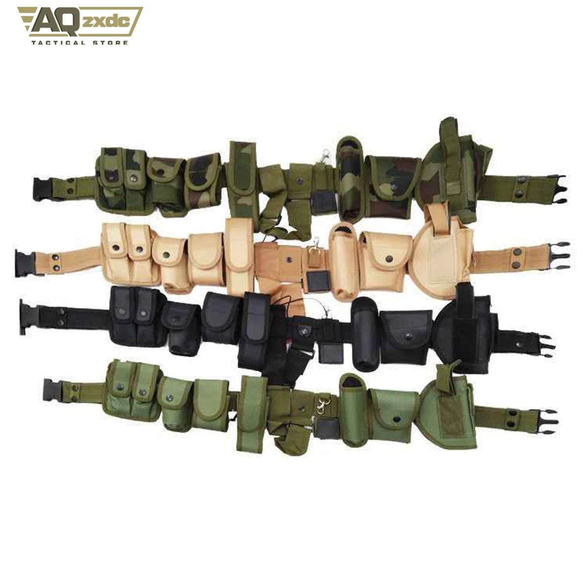 Children's Tactical Belt Set, Outdoor Modular Equipment System, Waist Belt with 9 Component Pockets for Police, Security Guard