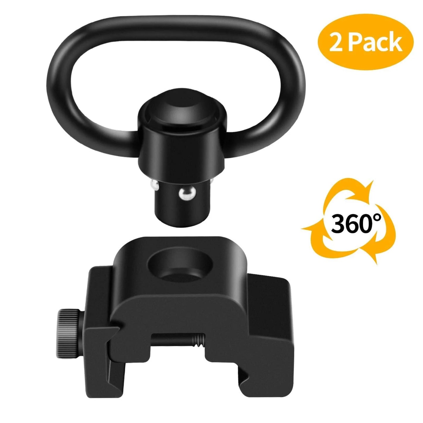 AQzxdc 360° Rotation Picatinny Sling Swivel Mounts, 2 Point and Sling Rail Mount with 1.25" Push Button QD Sling Swivels