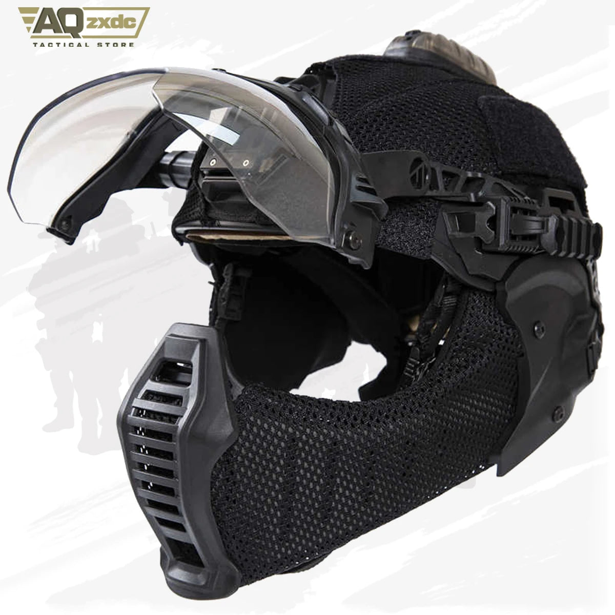 AQzxdc Outdoor EX Helmet Special Mask Ear Face All-Terrain Mask Ear and Face Protection One Half Face Protection CS Field