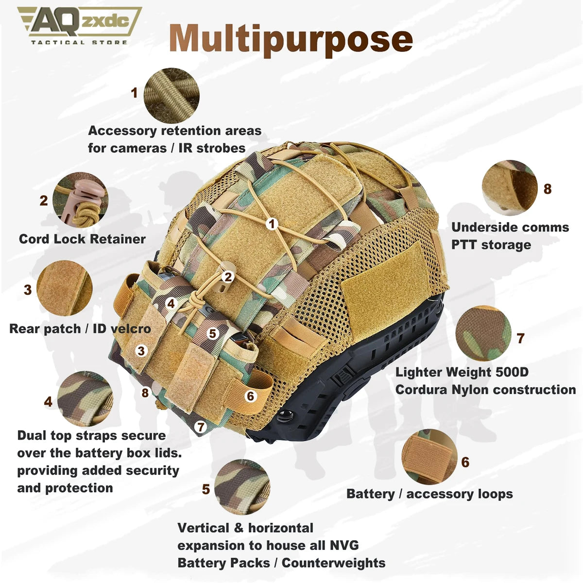 Tactical Helmet Cover for Fast Helmet Cover for Airsoft Helmet in Size M/L, MK2 Helmet NVG Battery Pack Case Counterweight Pouch