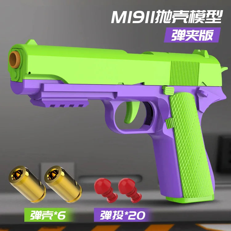 Shake sound explosion model 3D gravity radish gun can be thrown shell can be launched decompression toy gun 1911 pistol model gi