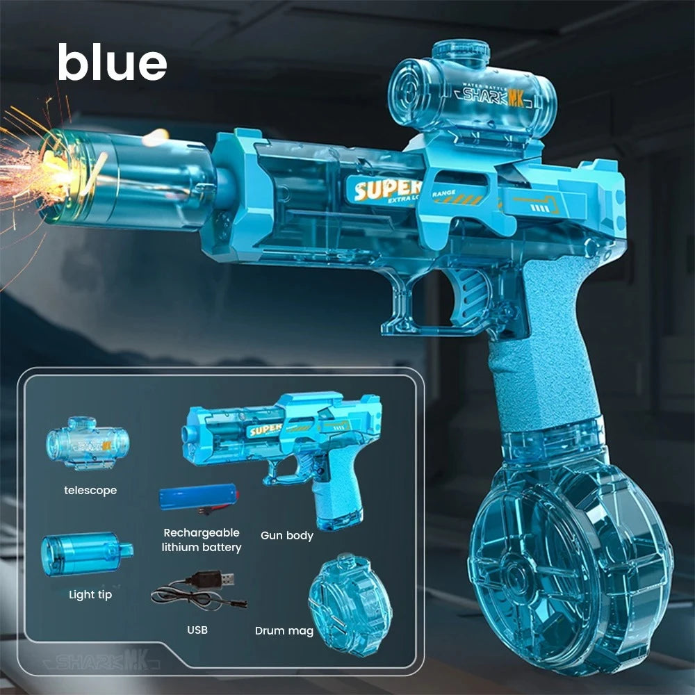 Electric Water Gun with Flash Light Pistol Summer Outdoor Swimming Pool Water Gun Children's Beach Water Fight Toy