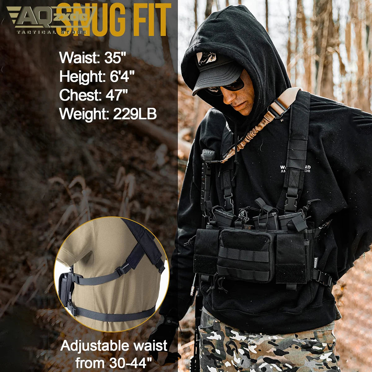 AQzxdc Tactical Chest Rig, MOLLE Chest Rigs Tactical Chest Rig Dangler Pouch Utility Admin Pouch IFAK Medical Organize