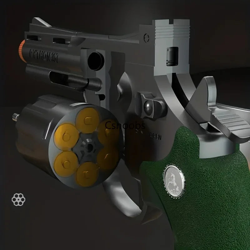 Continuous Firing 357 Revolver Launcher Pistol Soft Dart Bullet Toy Gun CS Outdoor Game Weapon for Kids Adult