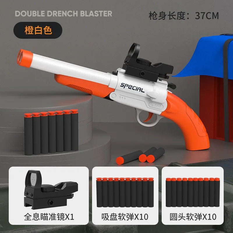 Double Barreled Toy Gun S686 Rifle Dual Soft Bullets Airsoft Launcher Outdoor Sports Game Pistola Shot Gun Weapon for Kids Gift