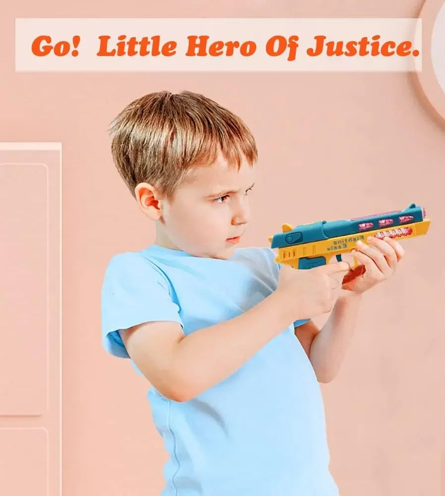 Electric Light Up Pistol Toy Hand Gun Toys with Dazzling LEDs Light Fighting Sound Unique Telescopic Action Pistol for Kids Gift