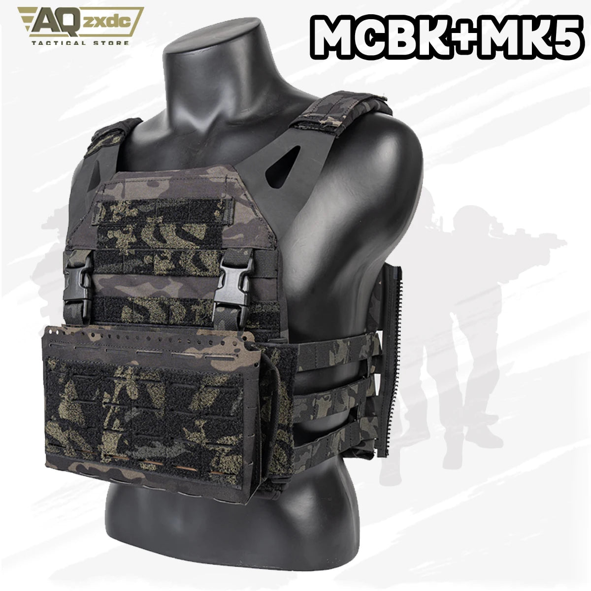 AQzxdc Tactical JPC2.0 Lightweight Tactical Vest with MK5 Panel Military Fan Vest Outdoor Sports Vest Airsoft Plate Carrier