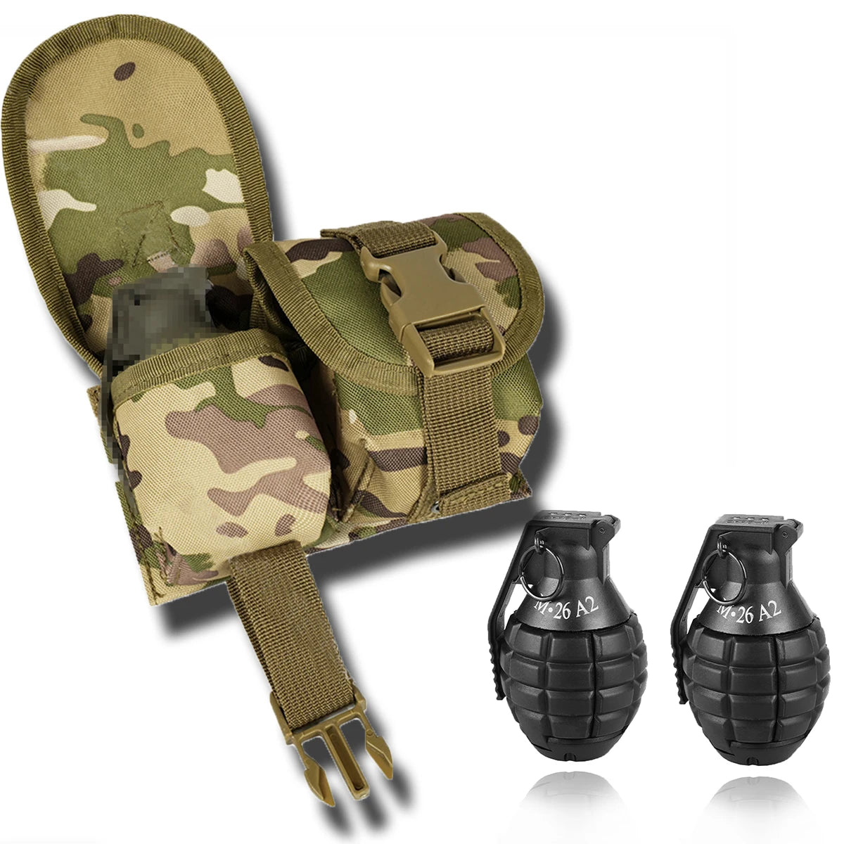 2 Pcs Tactical Grenade Model Toy, M67 Burst Grenade, Military Smoke Grenade Model, for Airsoft Paintball Hunting CS War Game