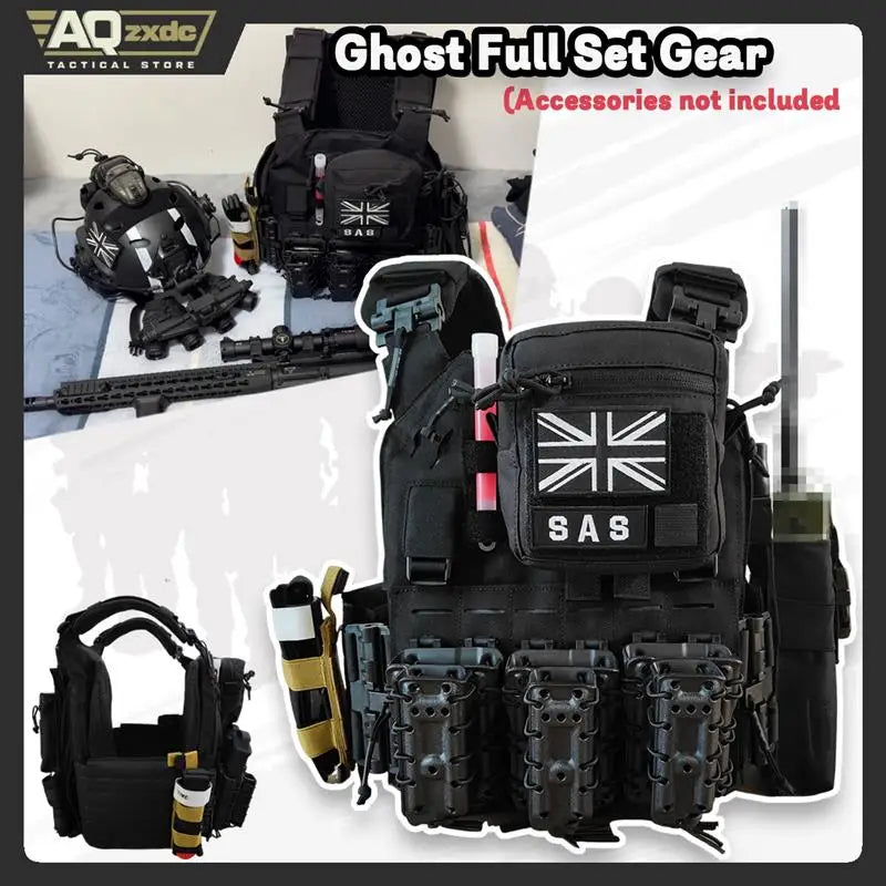 AQzxdc Full set of cos Call of Duty 19 Night War Night Raid Ghost Tactical Vest Props Outdoor Field Vest (excluding accessories)