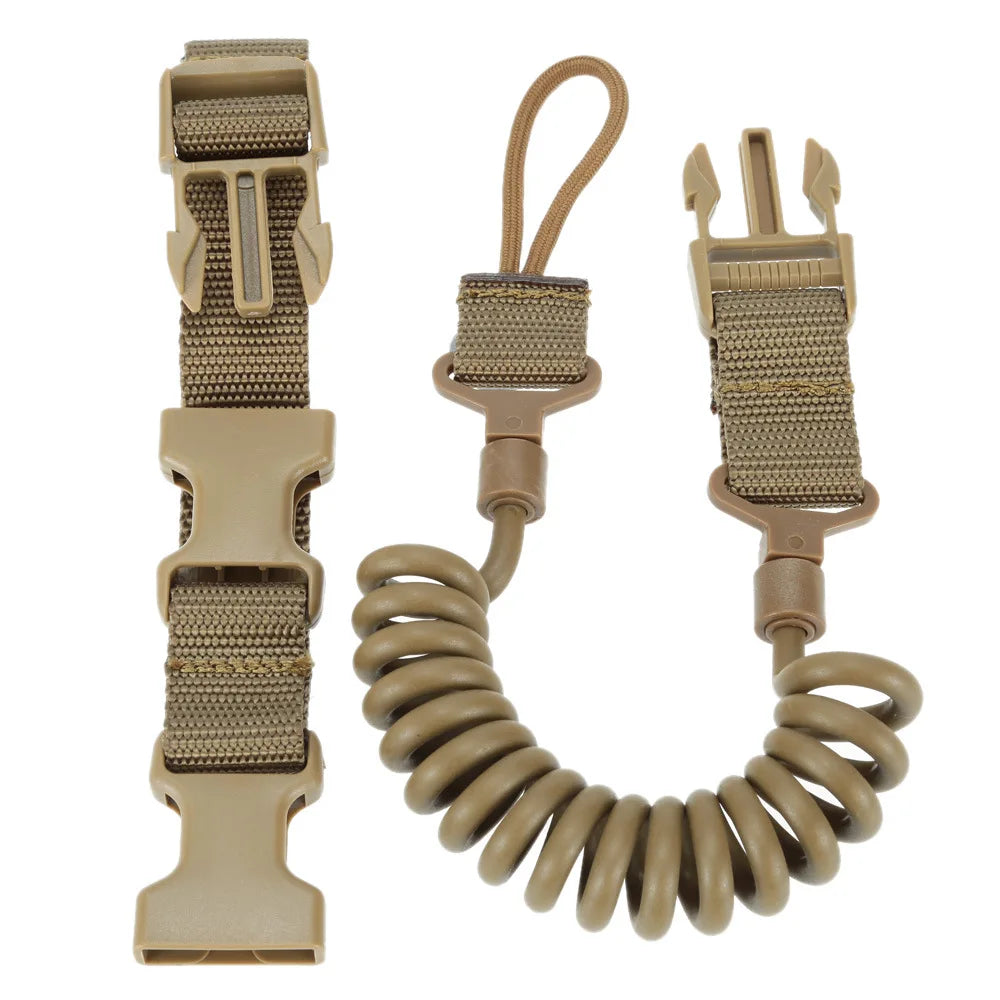 AQzxdc Tactical Pistol Lanyard Elastic Handguns Secure Rope Sling Molle System Gun Sling for Hunting Accessories
