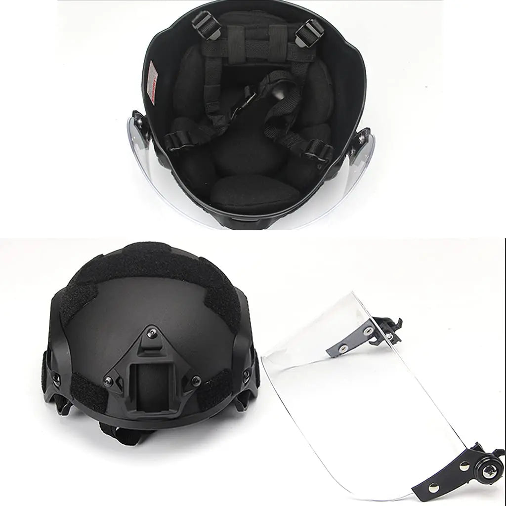 MICH 2000 Tactical Helmet Set, with Balaclava & Visor, Military Adjustable PC Protective Lens, for Airsoft Paintball BB Shooting
