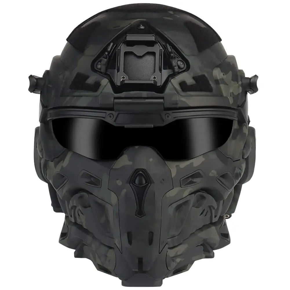 AQzxdc Fully Wrapped Paintball Helmet, Integrated Helmets, Masks, Goggles, Defogging Fans, All-in-One Design, Detachable Mask