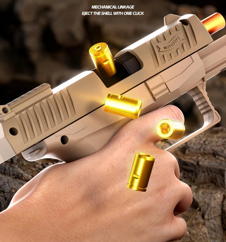 Small Black Toy Gun Mini PPQ Continuous Firing Shell Throwing Gun Model Soft Bullet Launcher BlowBack Airsoft Pistol for Kids
