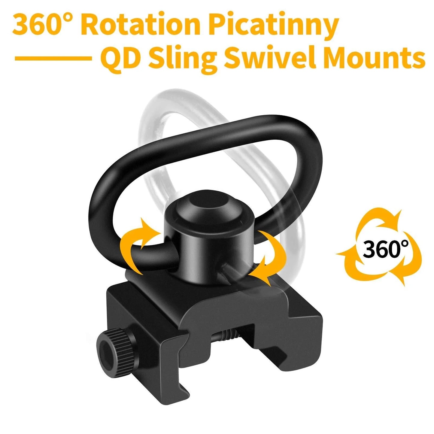 AQzxdc 360° Rotation Picatinny Sling Swivel Mounts, 2 Point and Sling Rail Mount with 1.25" Push Button QD Sling Swivels