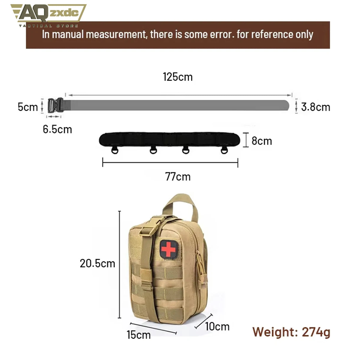 AQzxdc Tactical Assault Belt Set With Triple Magazine Bag & Triple Tool Bag & Multi-function Sundries Bag for Outdoor Training