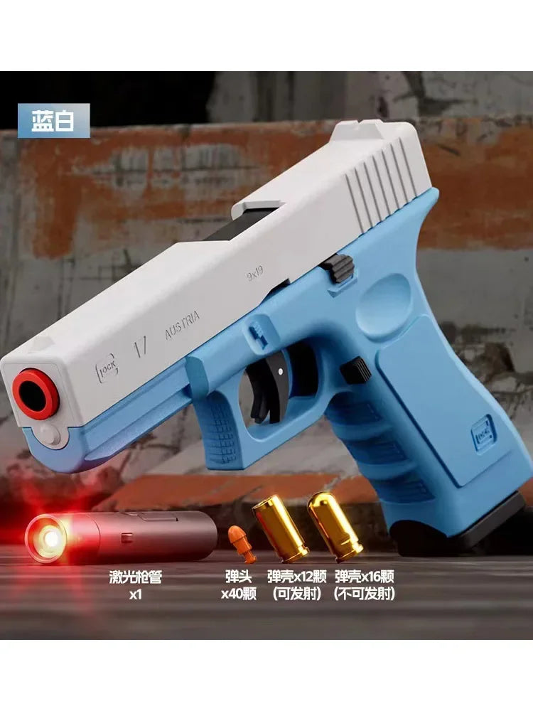 Automatic Gun Dual-mode Shell Ejection G17 Pistol Laser Version Blaster Soft Bullet Toy Gun CS Shooting Weapons for Kids