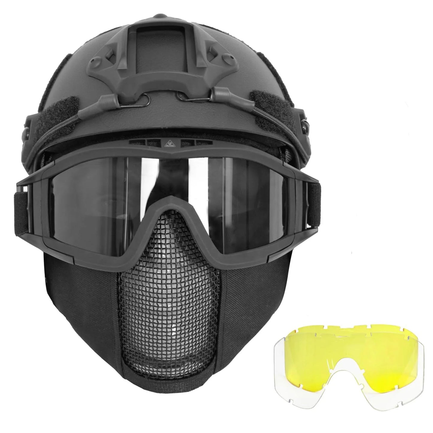 AQzxdc Airsoft Helmet with Full Face Protection, Tactical Airsoft Mask, Goggles & Accessories, for Paintball & Outdoor Games