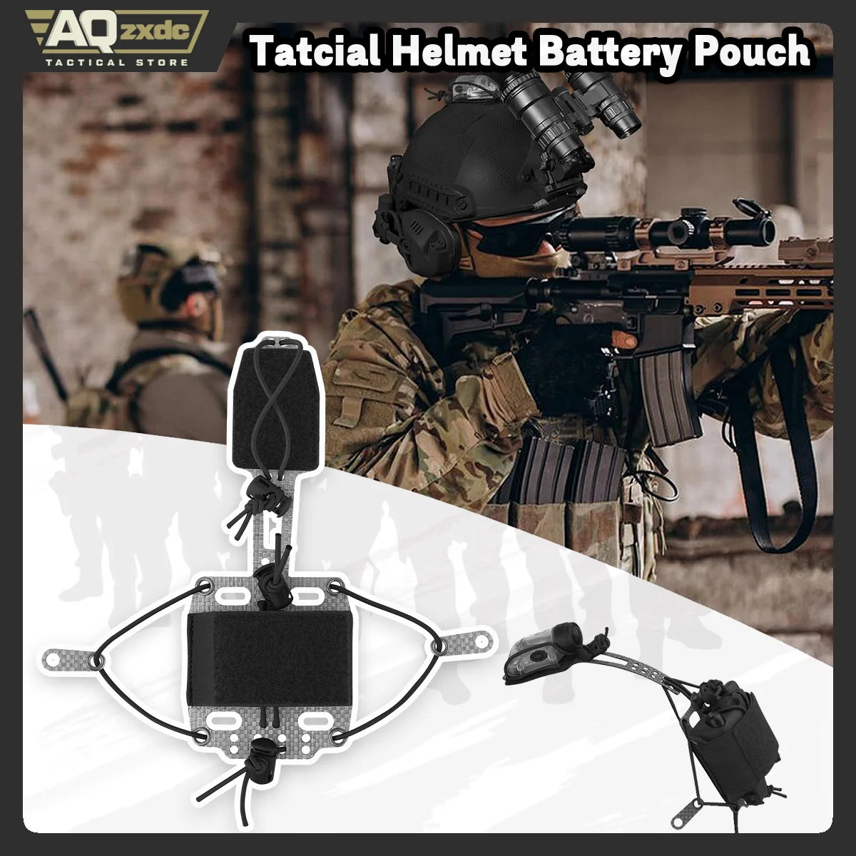 AQzxdc Tatcial Helmet Battery Pouch,PVS NGV T Shape Counterweight Case Retention System with Hook Backing