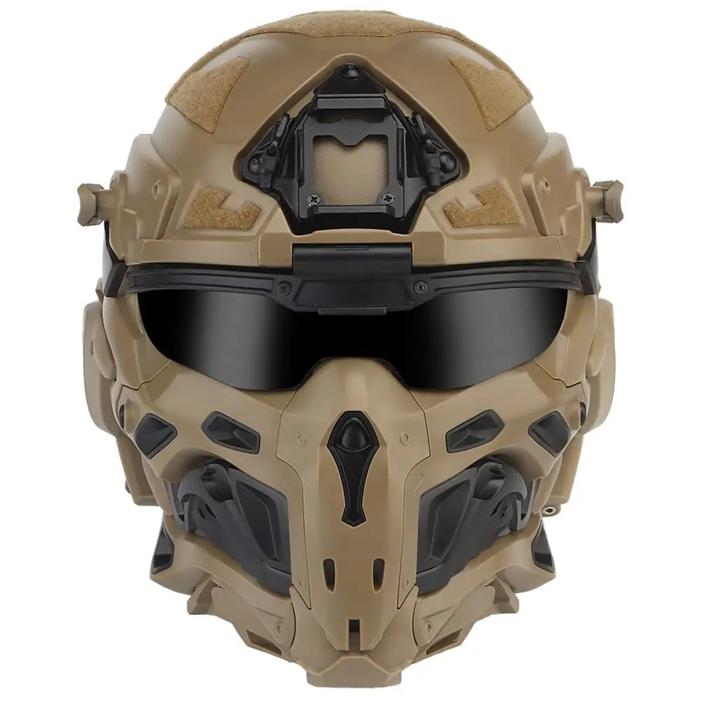 AQzxdc Fully Wrapped Paintball Helmet, Integrated Helmets, Masks, Goggles, Defogging Fans, All-in-One Design, Detachable Mask