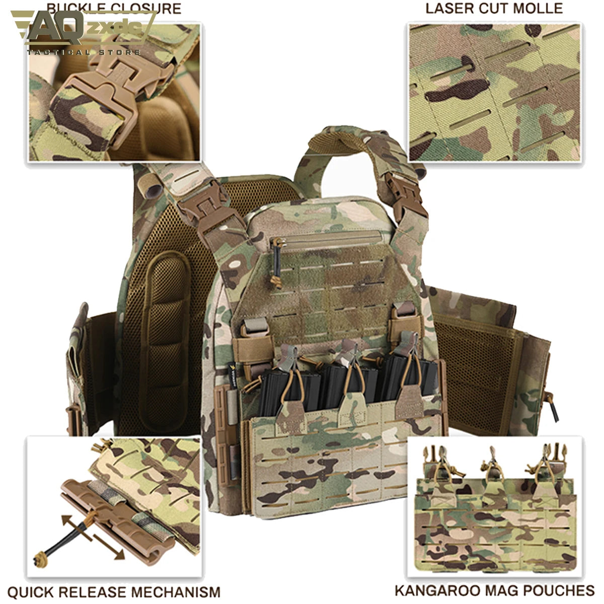 Tactical GBRS LBT V2 Lightweight Tactical Plate Carrier with Molle Quick Release Protective Vest for Outdoor Paintball Game