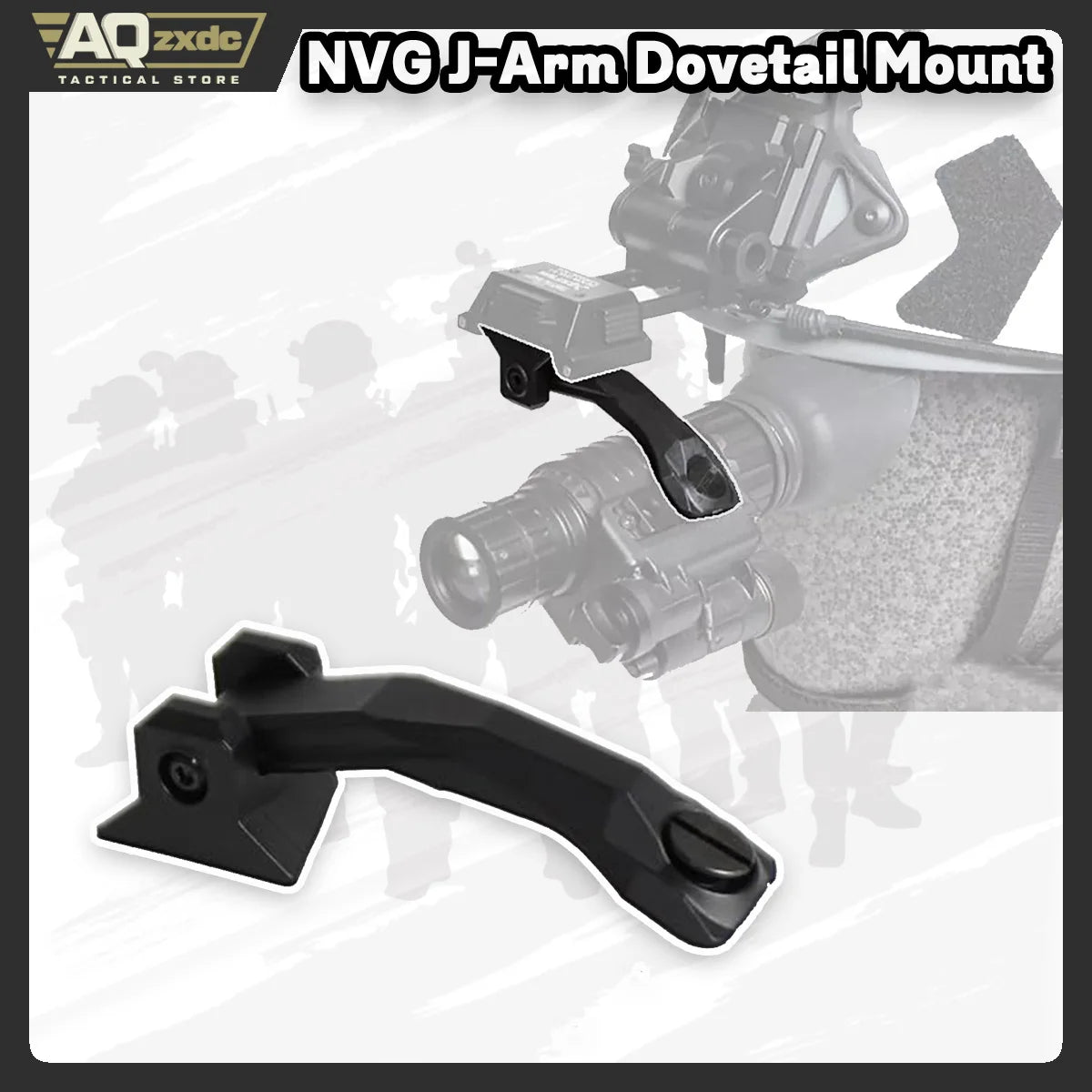 AQzxdc Nylon NVG J-Arm Dovetail Mount for Dual an/PVS-14 Night Vision Goggles Combat Helmet J Arm