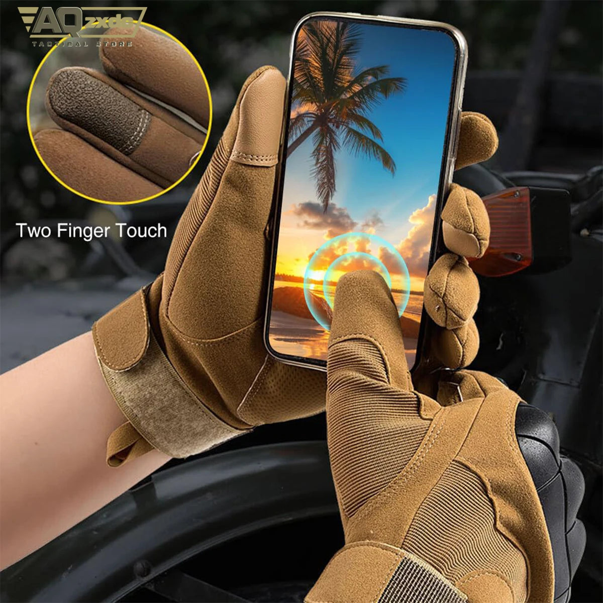Men'S Outdoor Full Finger Gloves with Glove Buckle & Knuckle Protection Tactical Assault Training Gloves for Riding, Hunting