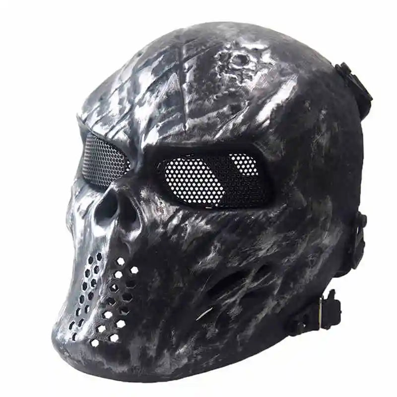 AQzxdc Airsoft Mask, Skull Full Face Mask for Halloween Airsoft CS Game Cosplay and Masquerade