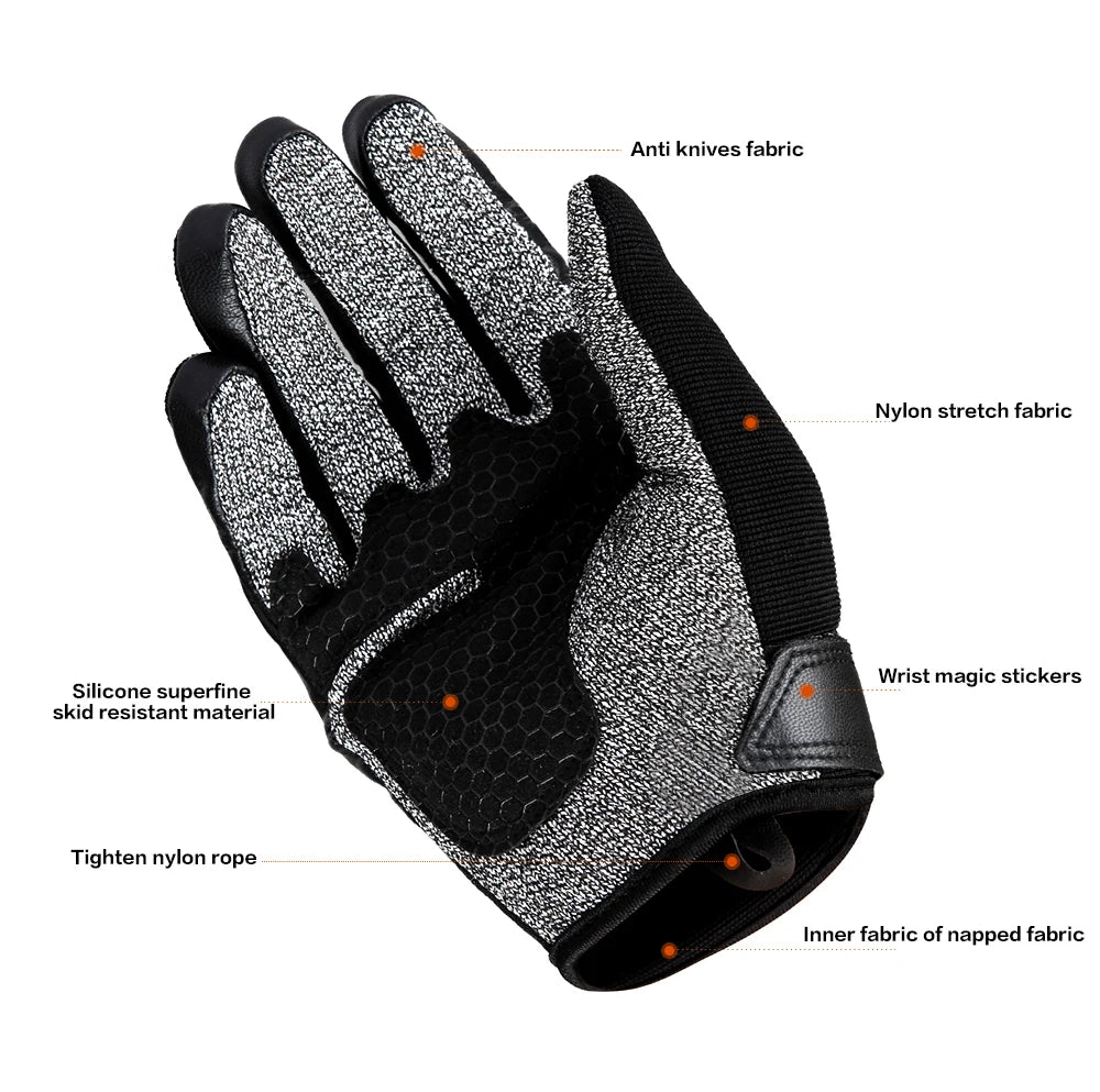 AQzxdc Outdoor 5 Protection Cut Resistant Gloves, Durable Touchscreen Tactical Work Gloves with Shockproof Airbag, Work Gloves