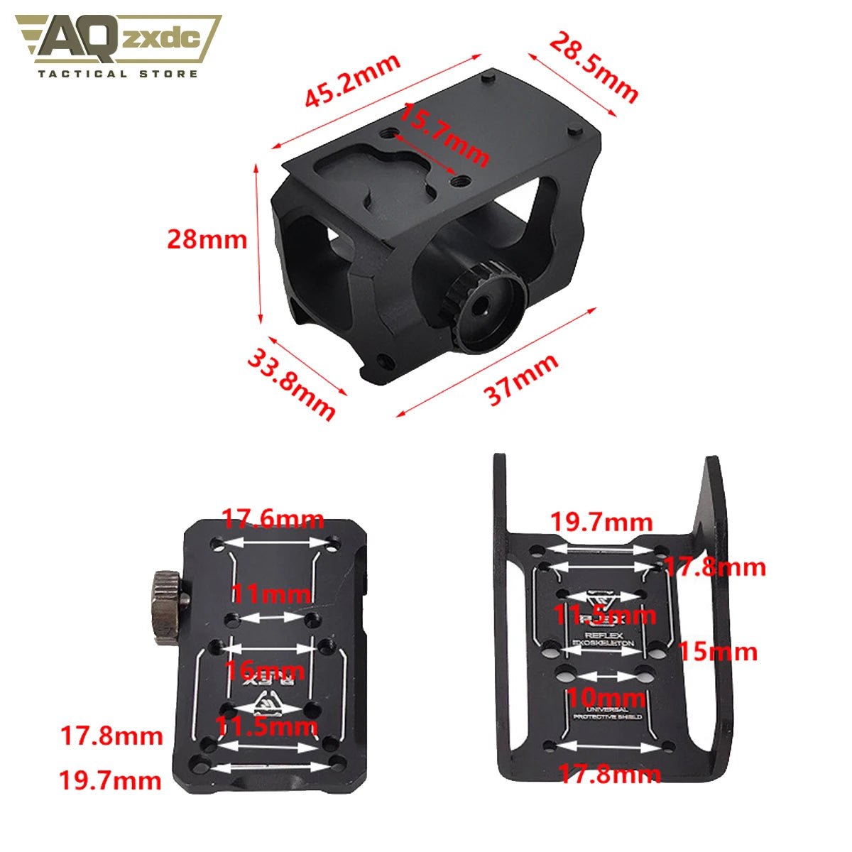 AQzxdc Tactical REX RMR Red Dot Reflex Sight Adjustable Mount Plate with SURF REX Mount, Fits 20mm Rail Rifle Gun