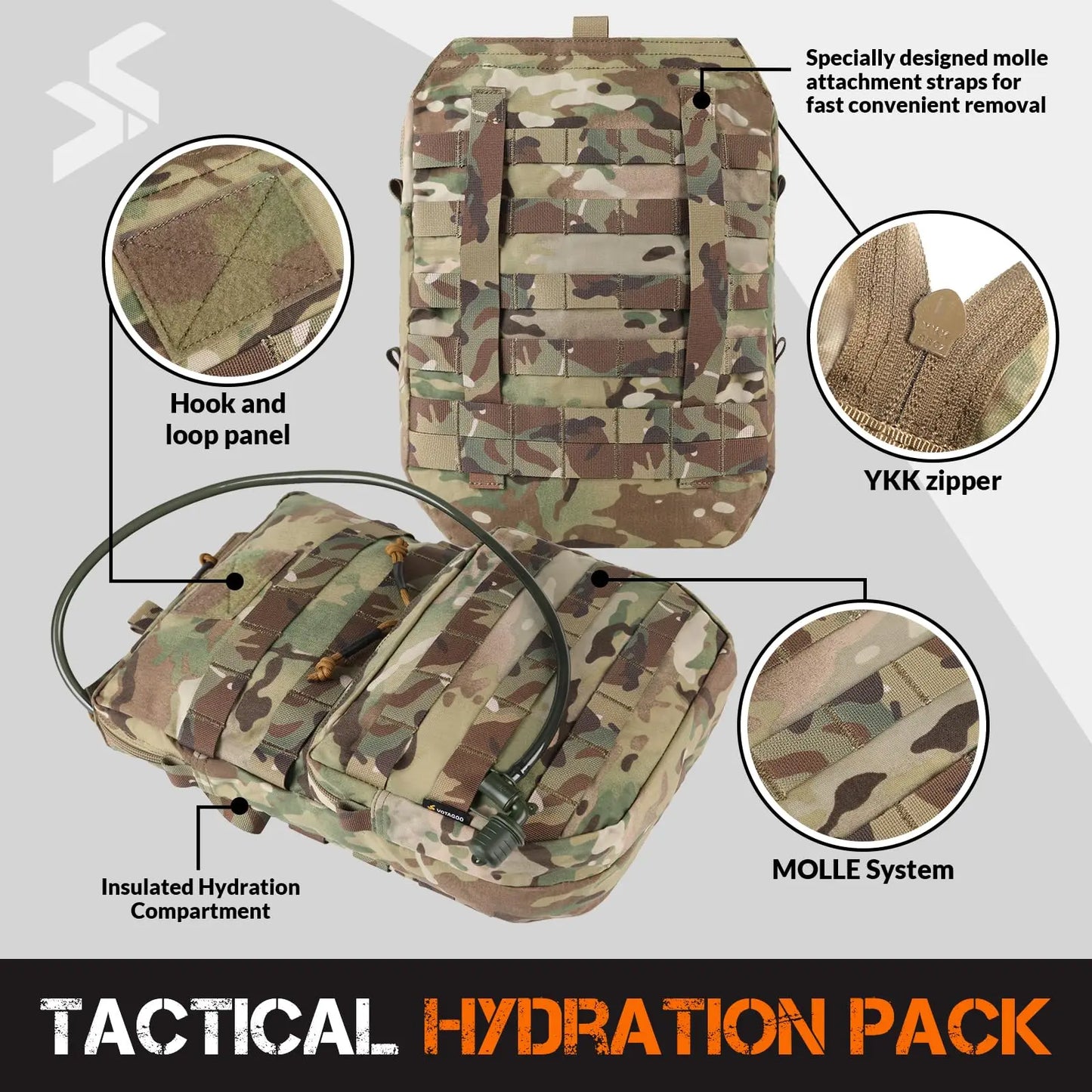 AQzxdc Military Gear Tactical Molle Hydration Pack 3L Hydration Carrier Pack Water Reservoir Bag for Molle Vest Backpack