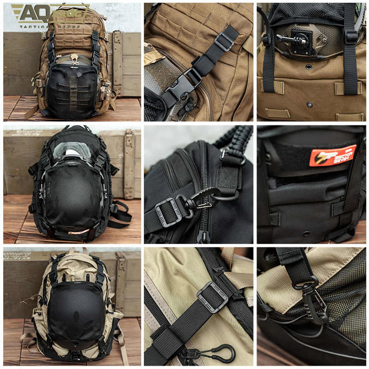 AQzxdc Tactical Helmet Mesh Cover - Outdoor Leisure Backpack Helmet Net Bbag Accessories for Helmet External Mount